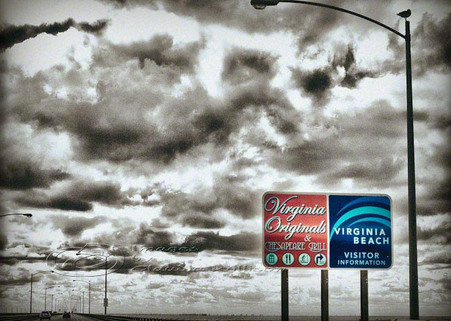 Virginia Beach Photo Travel Dramatic Clouds Vintage Image 5x7" Print